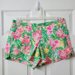 Lilly Pulitzer Ocean View Pull On Colorful Pink And Green  Women's Shorts Medium